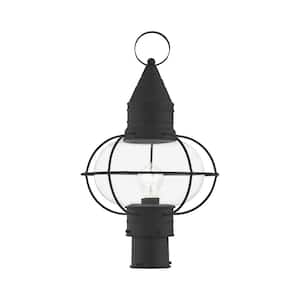 Hennington 20 in. 1-Light Black Cast Brass Hardwired Outdoor Rust Resistant Post Light with No Bulbs Included