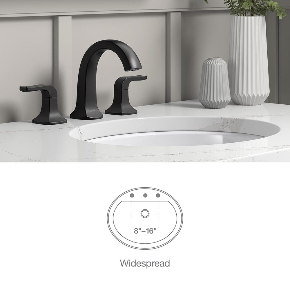 Matte Black Double Handle Widespread Bathroom Faucet