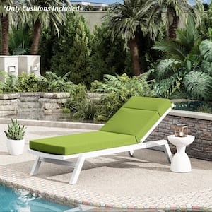 80 in. x 26 in. x 4 in. Outdoor Water-Resistant Replacement Chaise Lounge Seat Cushion Grass Green