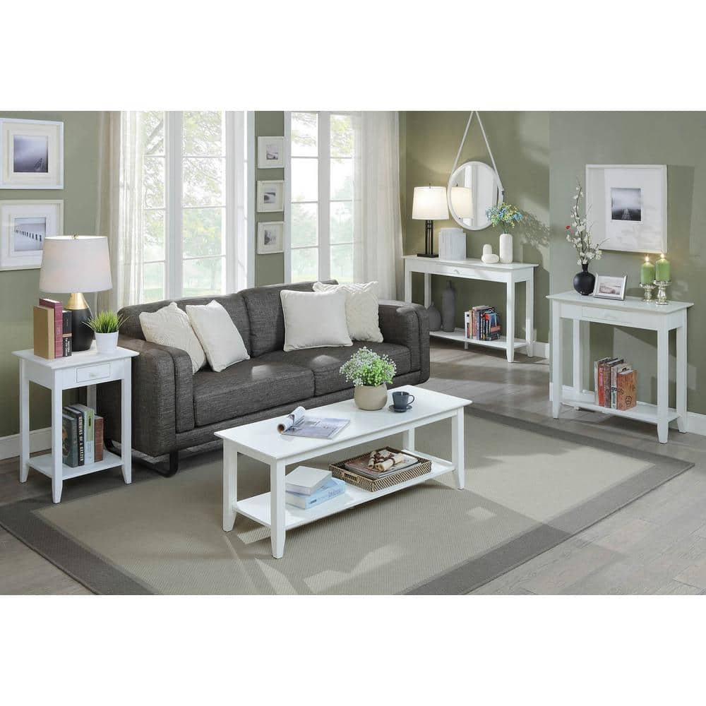 Heritage White Solid Pine Hall Table with Storage Shelf