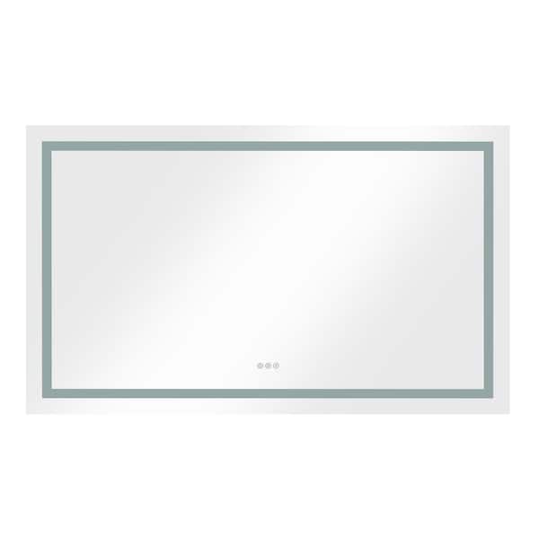 Unbranded 60 in. W x 36 in. H Large Rectangular Frameless Anti-Fog Wall Mount Bathroom Vanity Mirror in White