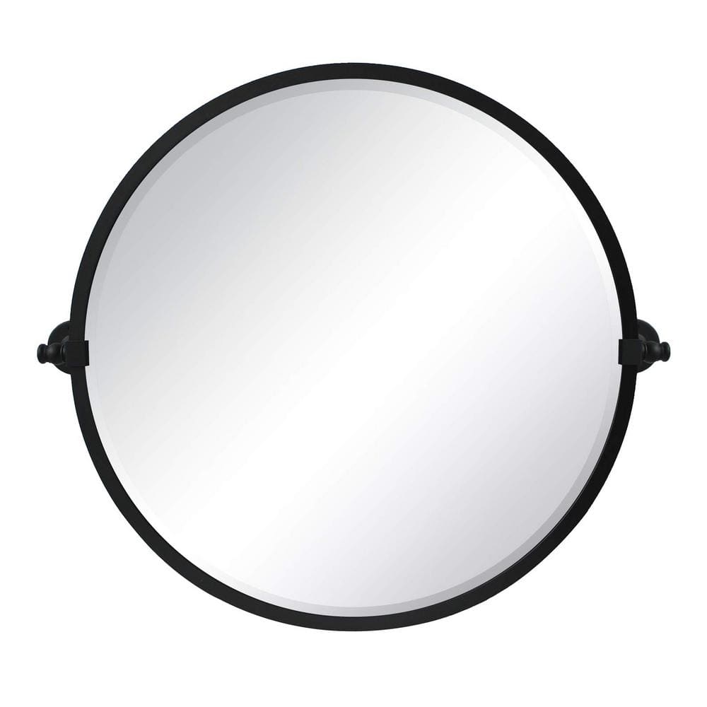 26'' Round Black Metal Framed Bathroom Vanity Mirror