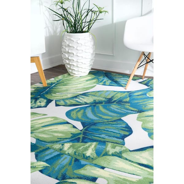 Contemporary Floral Lisa Multi 4 ft. x 4 ft. Indoor/Outdoor Patio Square Area Rug