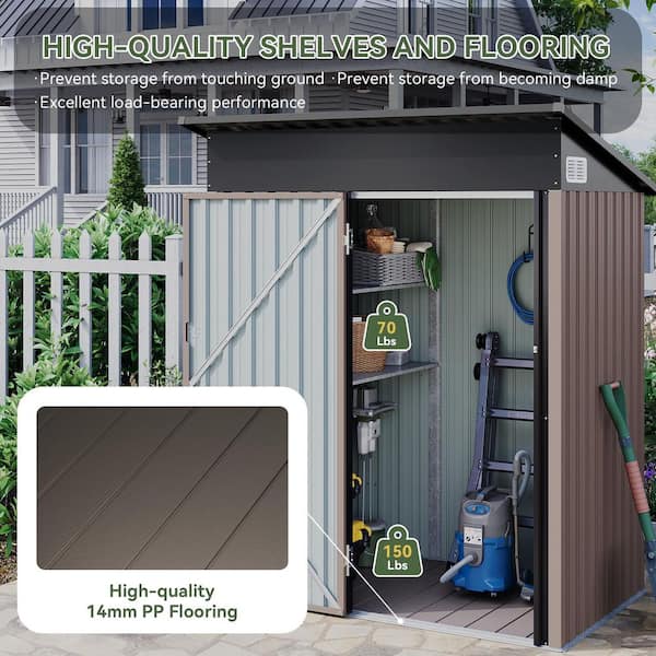 Sizzim Outdoor 5 ft. W x 3 ft. D Metal Storage Shed with 2-Piece