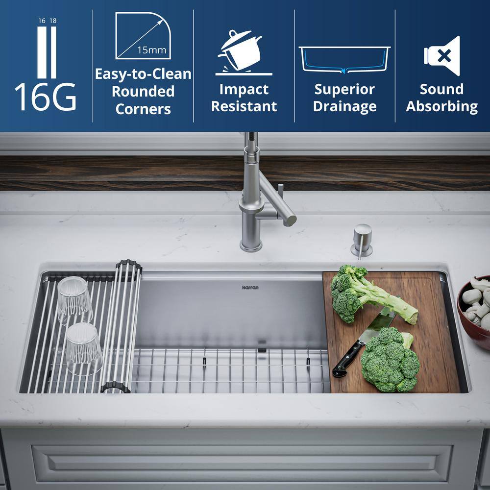 Elite 39'' Stainless Steel Undermount Workstation Kitchen Sink