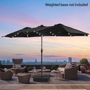 15 ft. x 9 ft. LED Outdoor Double-sided Market Patio Umbrella with UPF50+ in Black