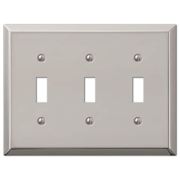 AMERELLE Metallic 3 Gang Toggle Steel Wall Plate - Polished Nickel