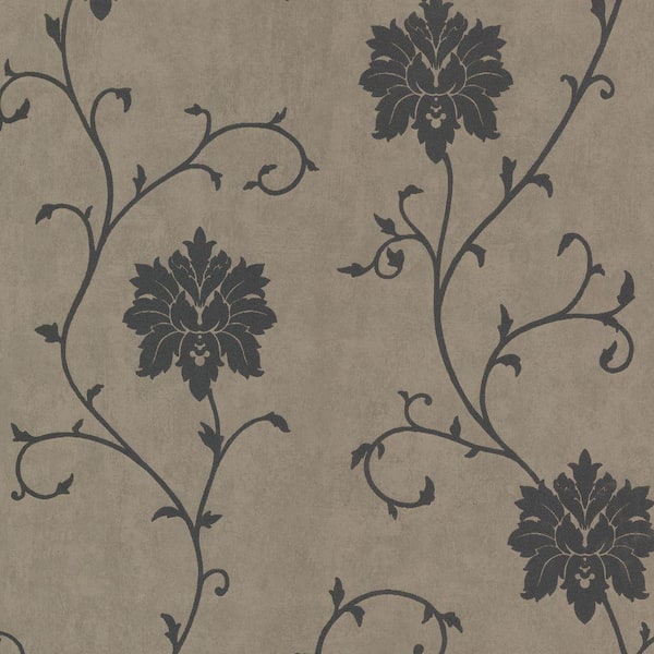 Beacon House Dahli Pewter Floral Trail Paper Strippable Roll Wallpaper (Covers 56 sq. ft.)