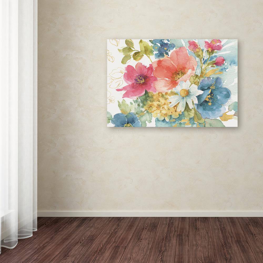 Colorful Floral Watercolor Canvas Art Print 30" x 47"