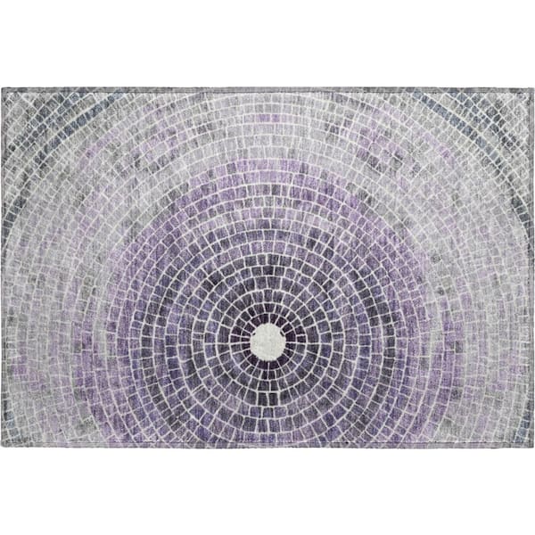 Mayfield Premium Machine Washable Abstract AMF2524 Lavender 2 ft. x 3 ft. Accent Rug