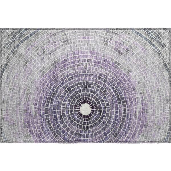 Mayfield Premium Machine Washable Abstract AMF2524 Lavender 3 ft. x 4 ft. Area Rug