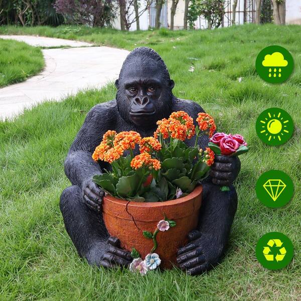 Garden Chimpanzees Statue Decoration, 18.5 in. L x 17.3 in. W x