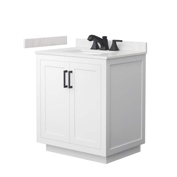 Miranda 30 in. Single Freestanding White Bath Vanity with Carrara Cultured Marble Top Assembled