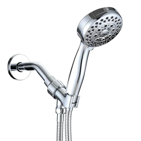 Tahanbath 5-Spray Patterns with 2.5 GPM 3.5 in. Wall Mount Handheld Shower Head in Chrome