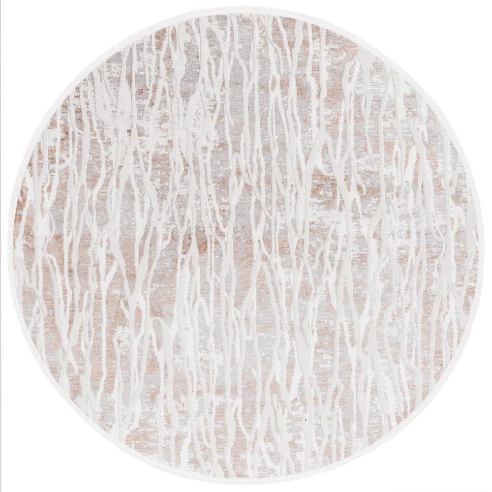 Mila 7 ft. x 7 ft. Beige/Gray Distressed Striped Round Area Rug price history on PriceWatchPro