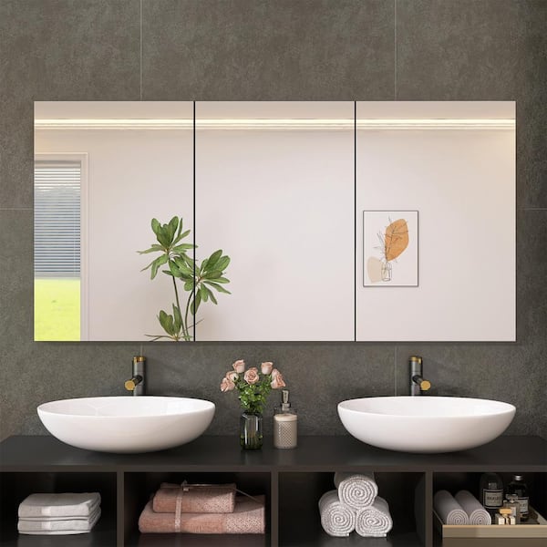 Staykiwi 59.1 in. W x 30 in. H Rectangular Aluminum Medicine Cabinet with Mirror