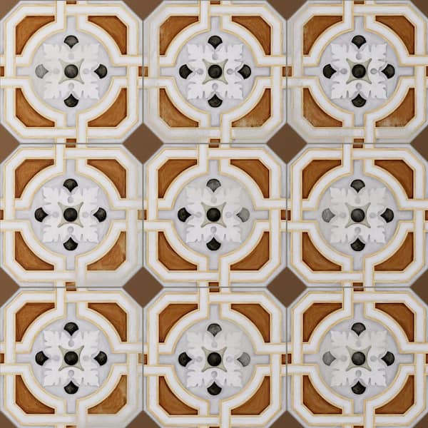 Vaudeville Octagon Deco Zimer 8 in. x 8 in. Porcelain Floor and Wall Tile (10.75 sq. ft. /Case)