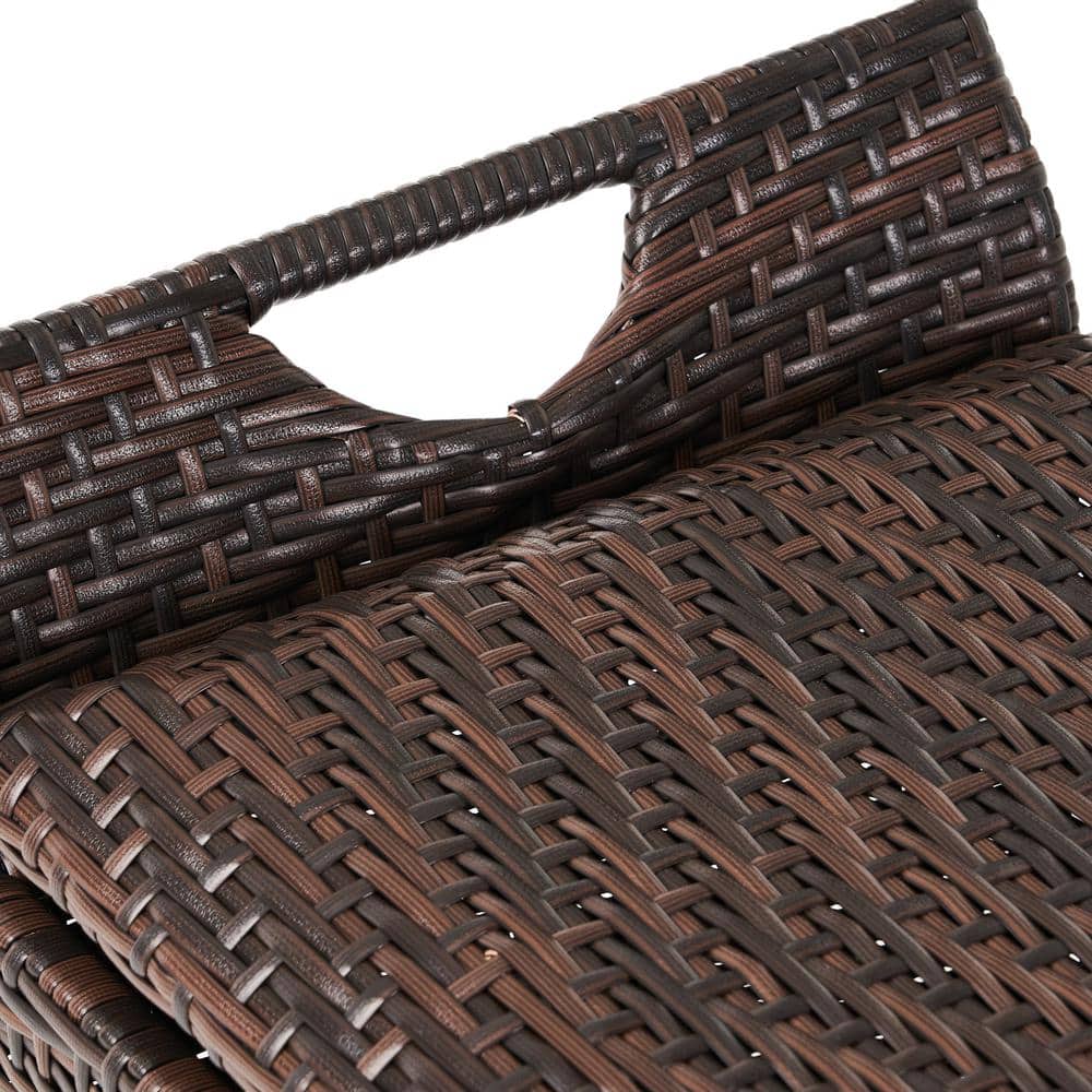 Wing 42" Multi-Brown Wicker Water-Resistant Outdoor Storage Bench