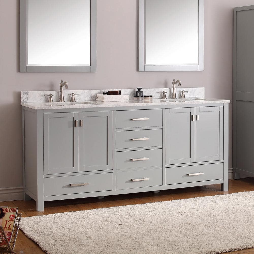 Modero 72'' Chilled Gray Solid Wood Double Vanity Base