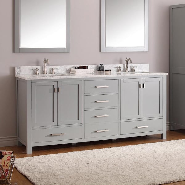 Modero 72 in. Bath Vanity Cabinet without Top in Chilled Gray
