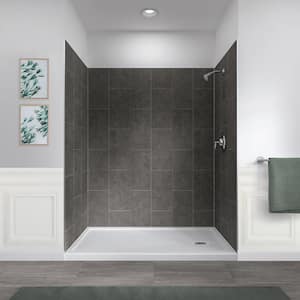 Jet Coat 60 in. L x 32 in. W x78 in. H 5-Piece Glue Up Alcove Shower Surround in Slate