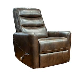 Luxury Plush Brown Faux Leather Swivel Manual Recliner