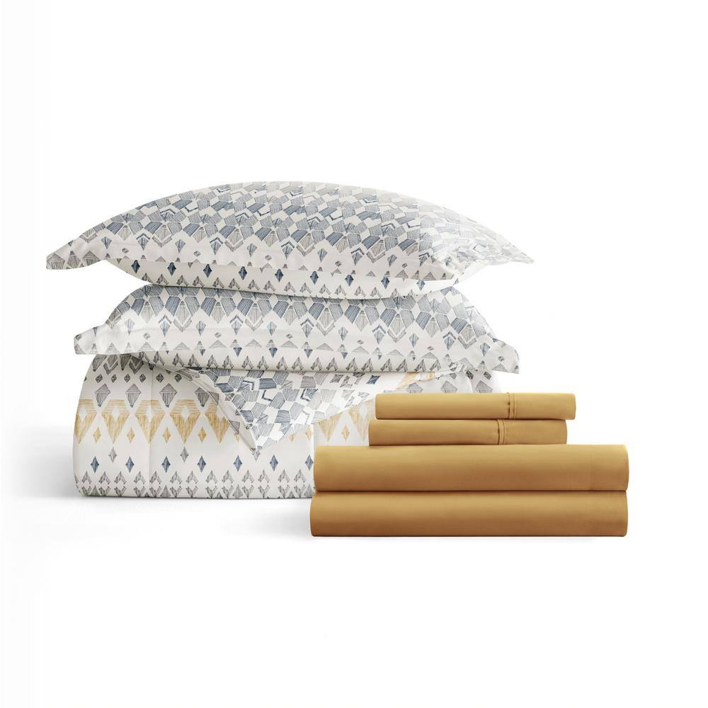 Twin Gray Geometric Microfiber Bed in a Bag Set