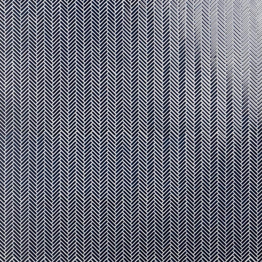 Royal Blue Glossy Porcelain Herringbone Mosaic Tile 11.14 in. x 11.14 in.