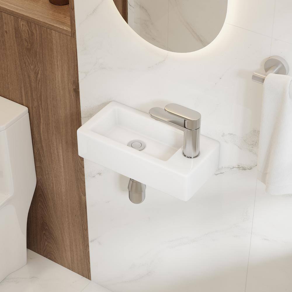 Turner 14" x 7" White Ceramic Rectangular Wall Mount Bathroom Sink