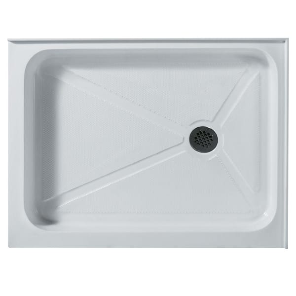 VIGO 32.375 in. x 48.125 in. Rectangular Shower Tray in White with Right Drain