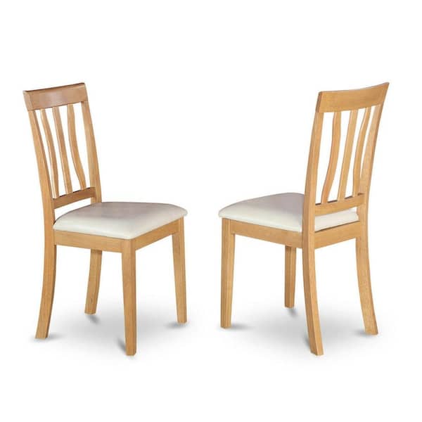 East West Furniture Oak Faux Leather Upholstered Wooden Chairs With Cushion, (Set of 2)