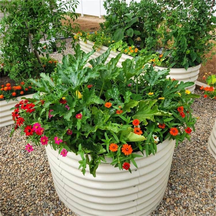 Olive Green 32" Tall Round Metal Outdoor Raised Garden Bed