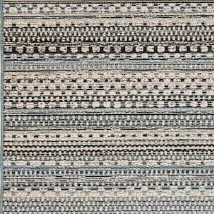 Brighton Beige/Blue 3 ft. 11 in. x 5 ft. 7 in. Contemporary Polypropylene Area Rug