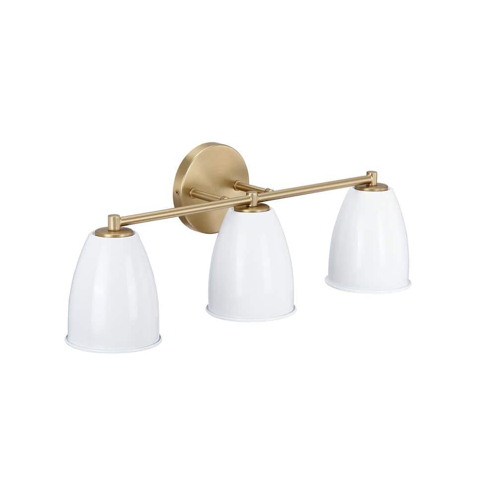 Bilba Brushed Gold 3-Light Vanity with Metal Shades