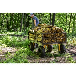 1,400 lbs. Heavy Duty Steel Utility Garden Cart, 12 cu. ft. Capacity, 15 in. Pneumatic Tires, 2-in-1 Pull or Tow Handle