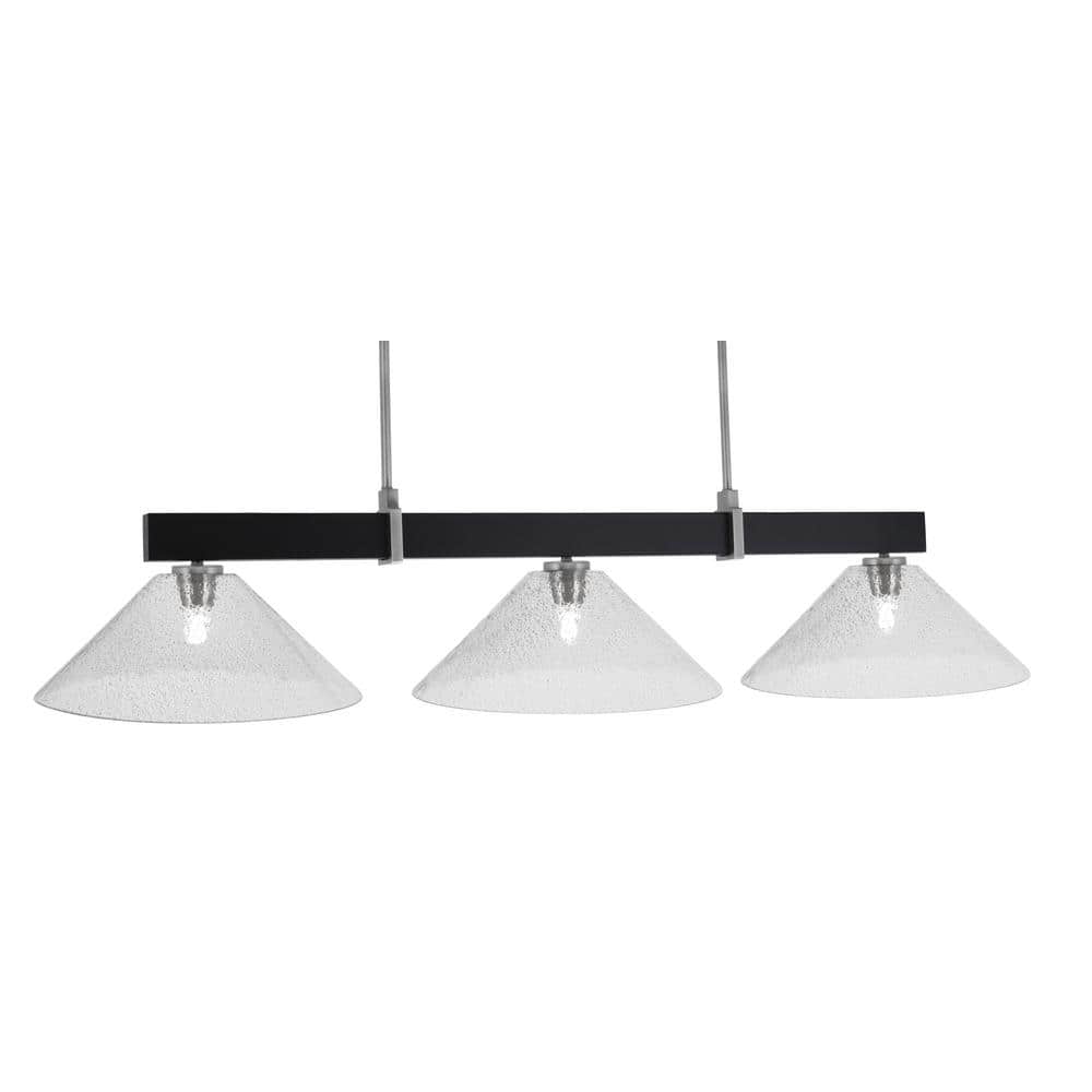 Balmore 3-Light Matte Black and Graphite Billiard Light with 16 in. Smoke B