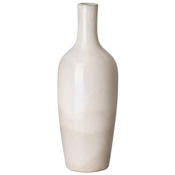 21.5 in. H Round Ceramic Vase in Moon White with High-fire treatment