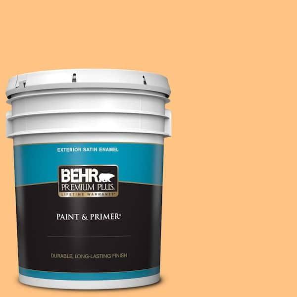 BEHR PREMIUM PLUS 5 gal. #PMD-68 Amber Sun Satin Enamel Exterior Paint & Primer