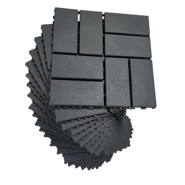 Tidoin Outdoor 1 ft. x 1 ft. Composite Interlocking Tile Deck Tile in Gray(36 Per Box)