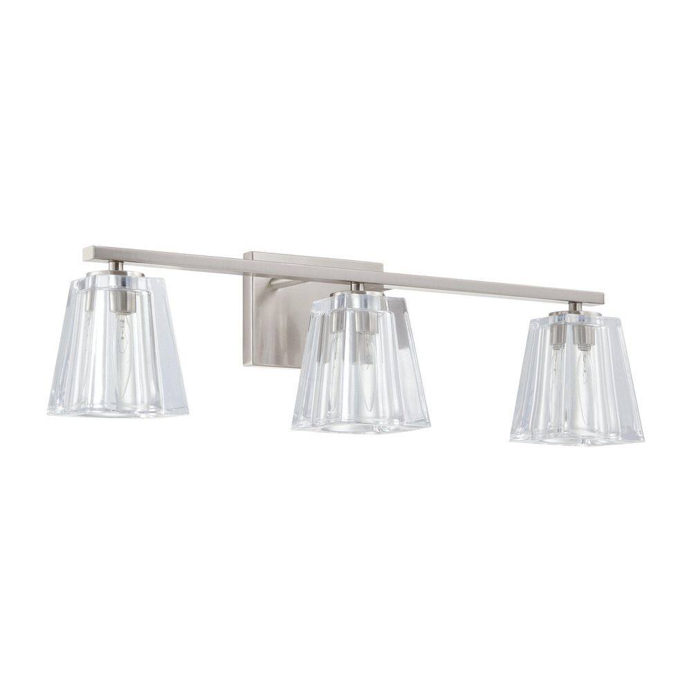 Valentin 24-in. 3-light Brushed Nickel Vanity Light with Clear Pressed Glass Shades price history on PriceWatchPro