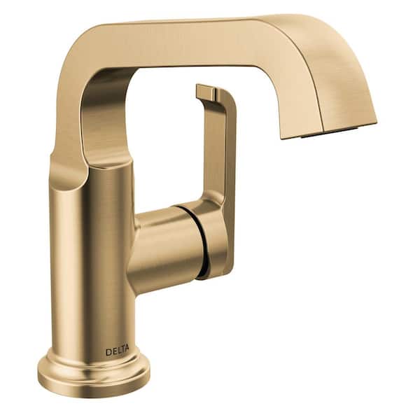Delta Tetra Gold Single-Handle Single Hole Bathroom Faucet Drain Kit Included in Lumicoat Champagne Bronze