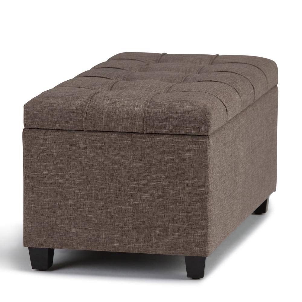 Fawn Brown Tufted Rectangular Storage Ottoman Bench