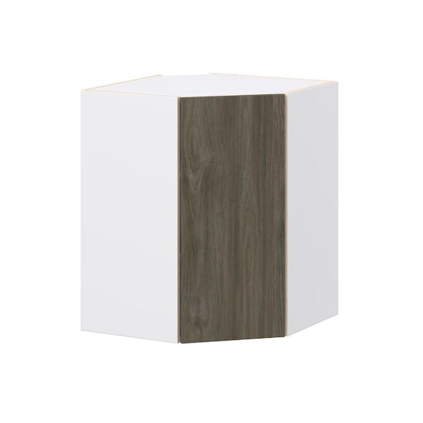 Timberline 24 in. W x 30 in. H x 14 in. D  Slab Walnut Assembled Diagonal Corner Wall Kitchen Cabinet