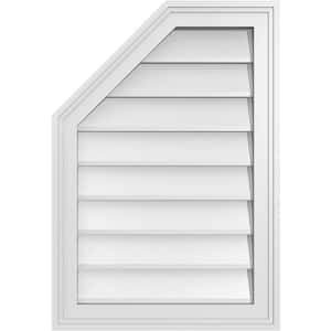 18 in. x 26 in. Octagonal Surface Mount PVC Gable Vent: Decorative with Brickmould Frame