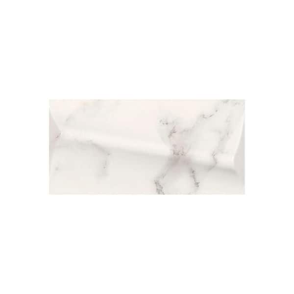 Take Home Tile Sample - Carrara 3D Field Tile White 4 in. x 4 in. Matte Random Patterns Ceramic Wall Tile Sample