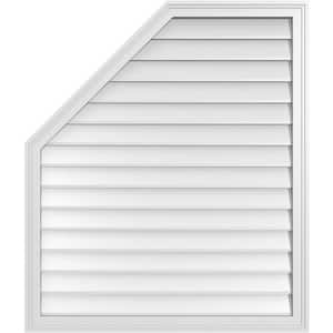 36 in. x 42 in. Octagonal Surface Mount PVC Gable Vent: Decorative with Brickmould Frame