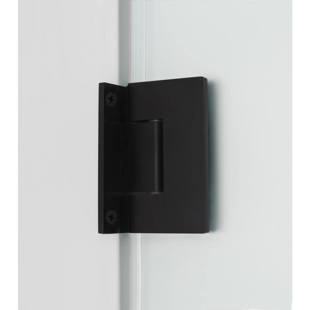 Belmore 44.25-45.25 Inch Matte Black Frameless Hinged Shower Door with Frosted Glass
