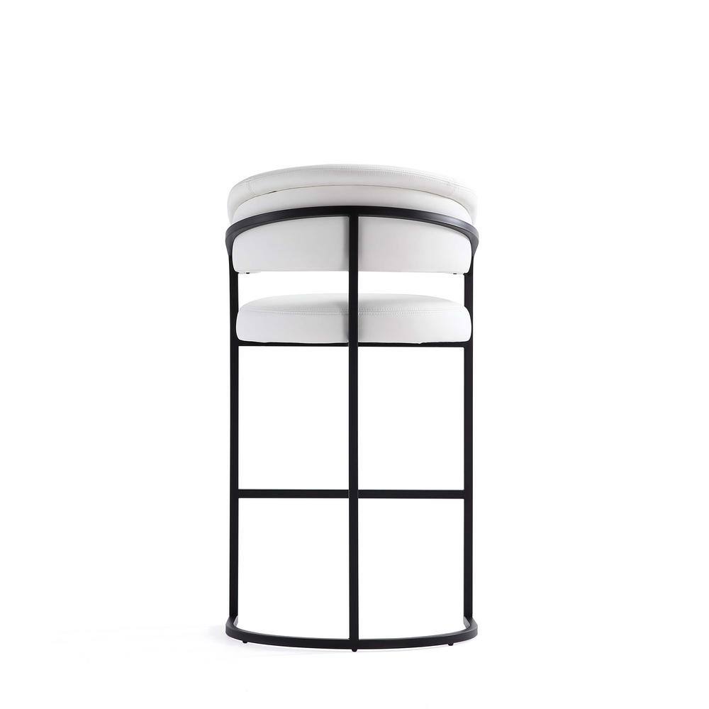 Augusta White Faux Leather Metal Bar Stool with Armrest