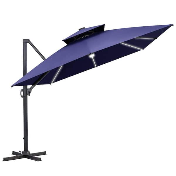10 navy blue solar patio umbrella EliteShade USA 10-Year-Non-Fading 9ft Market Umbrella, Commercial Grade Table Sun with 80 LED Lights, Crank Open, Windproof & UPF 50+ UV Protection for Garden, Deck, Pool, Backyard Spend relaxing sunny afternoons and cozy evening gatherings under Autlaycil spider patio umbrella 13 ft. x 10 ft.