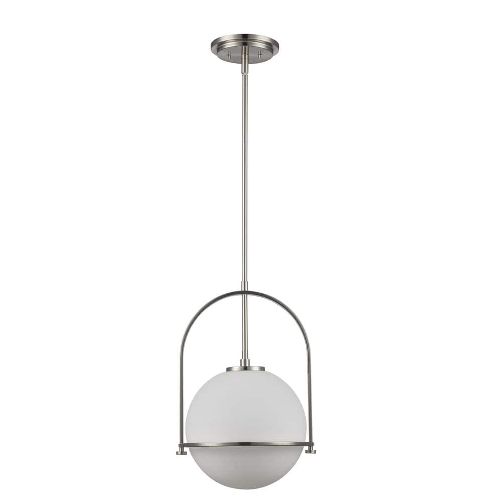 Home Decorators Collection Owens 1 Light Brushed Nickel Globe Pendant Light Fixture With Glass